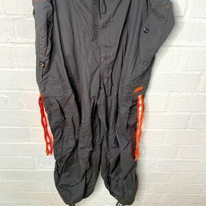 Caffeine Y2K Raver Parachute Pants with Neon Orange Reflectives size Large